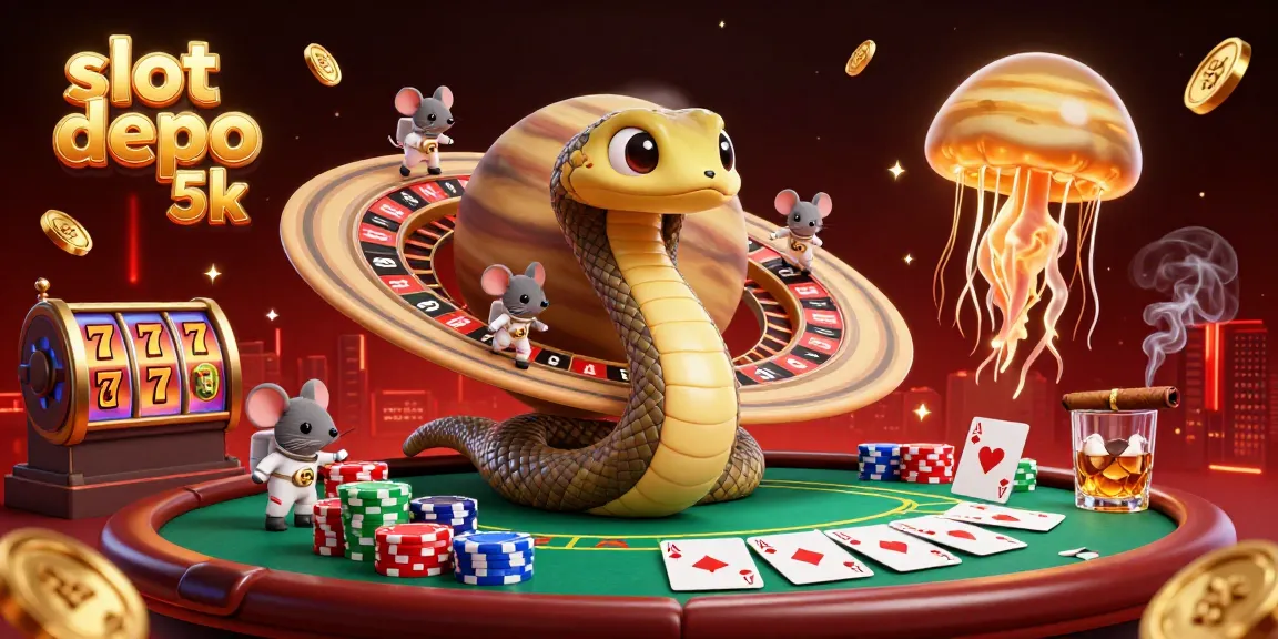Experience the excitement of slot depo 5k with vibrant characters and casino elements in this detailed illustration.