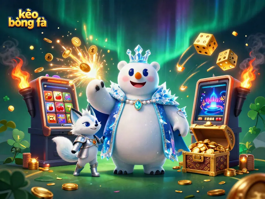 Engage in kèo bóng đá with a vibrant, ultra-detailed 3D scene showcasing characters, jackpots, and gaming elements.