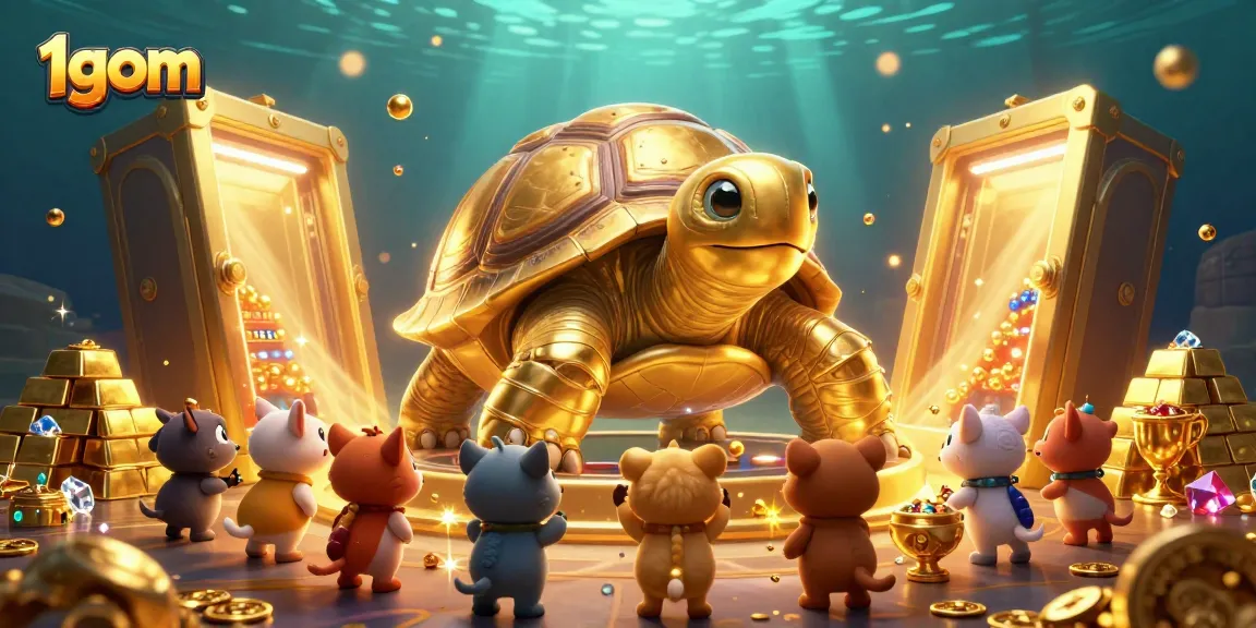 1gom showcases a vibrant scene with a golden tortoise pinball machine capturing the excitement of gambling.
