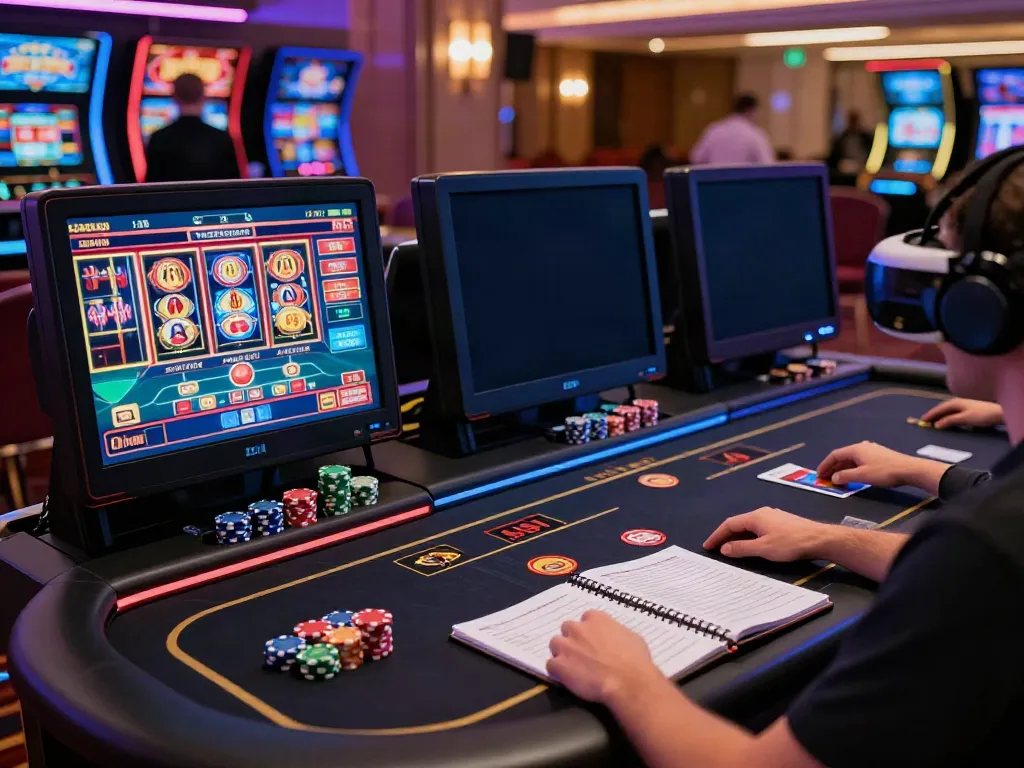 Experience non UK casinos with vibrant online gaming scenes, showcasing players and immersive gameplay.