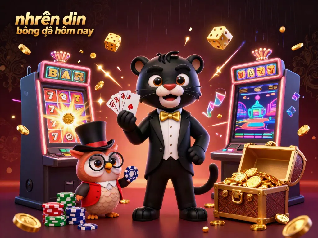Engaging scene of a panther dealing cards, representing nhận định kèo bóng đá hôm nay with casino elements.