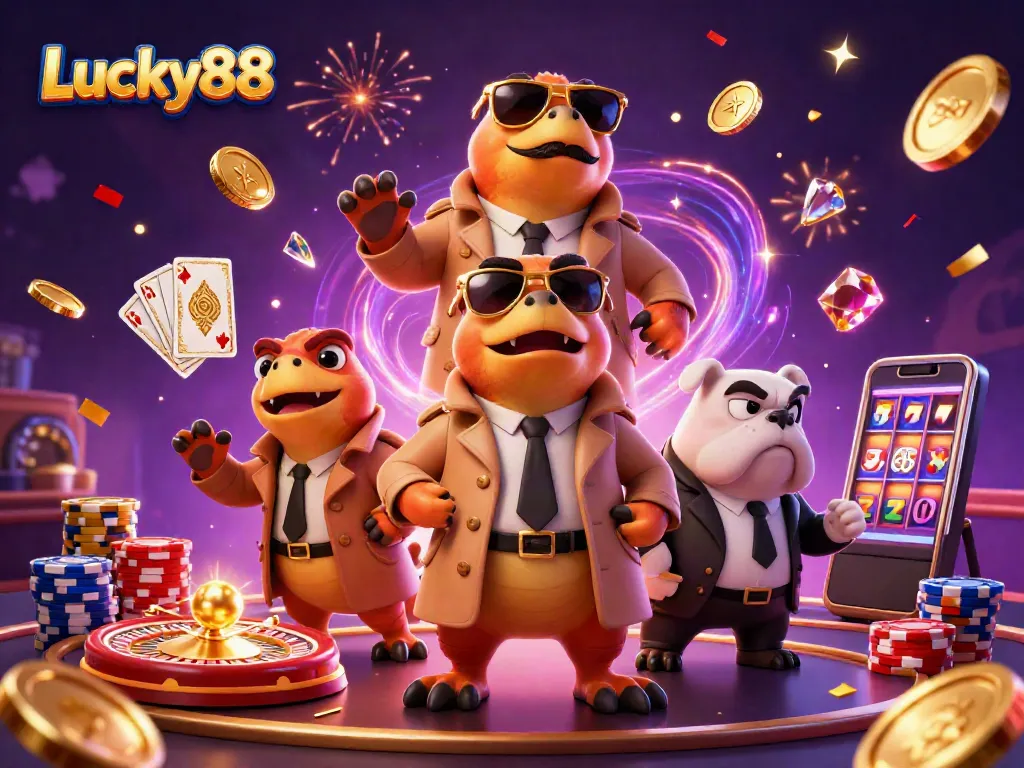 Experience the excitement of Lucky88 with raptors amusingly sneaking into a VIP casino lounge.