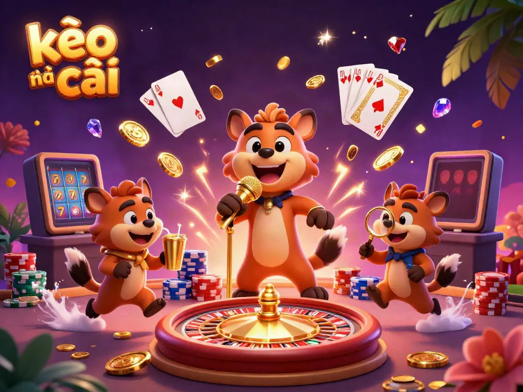 Experience kèo nhà cái with vibrant hyenas in a comedy casino scene, showcasing rich betting elements.