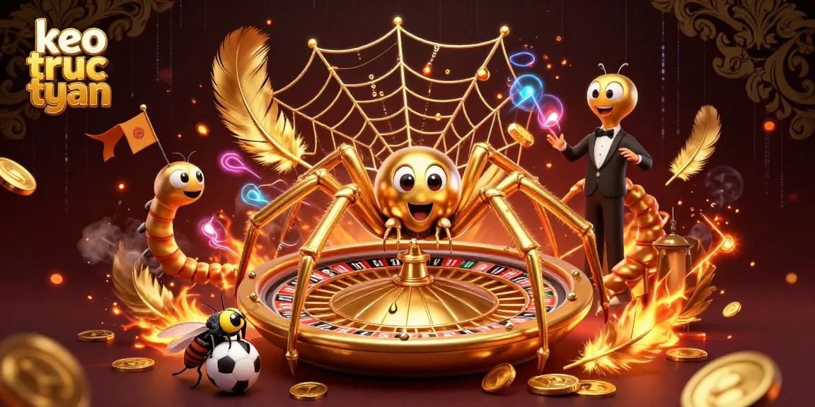 Engage with keo truc tuyen as a golden web of bets spins dramatically with sports elements.