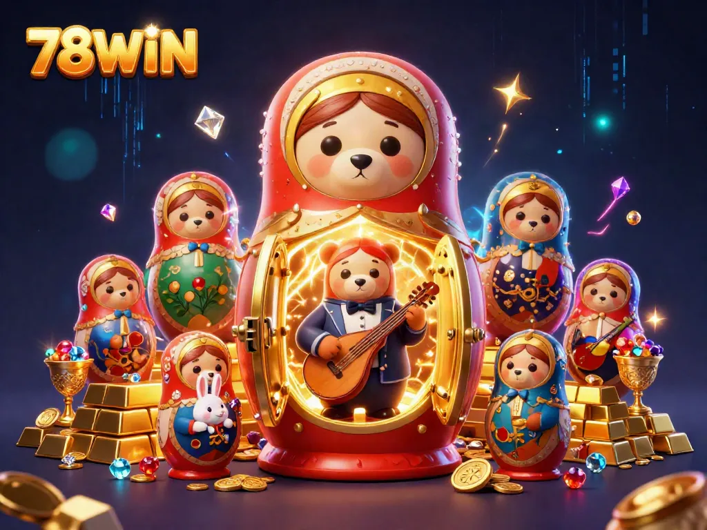 Experience thrilling adventures at 78WIN with vibrant casino-themed characters and dazzling treasure.