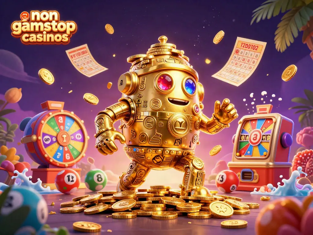Experience thrilling fun at non gamstop casinos with vibrant games and golden symbols.