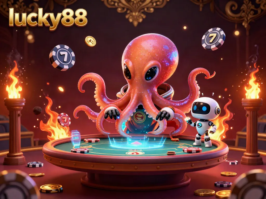 Experience thrilling gameplay with lucky88 in a vibrant casino scene featuring holographic tables and alien characters.