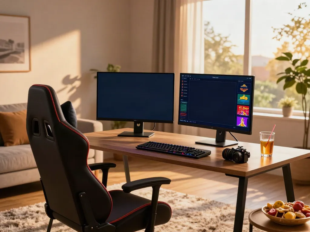 Engaging atmosphere showcasing a comfortable living room setup for playing non UK casinos online.