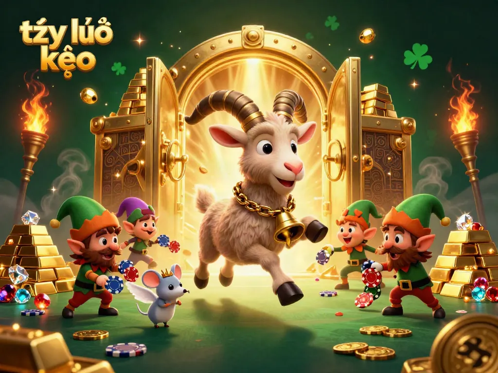 Experience the vibrant tỷ lệ kèo atmosphere with Krampus and playful characters in a festive casino.