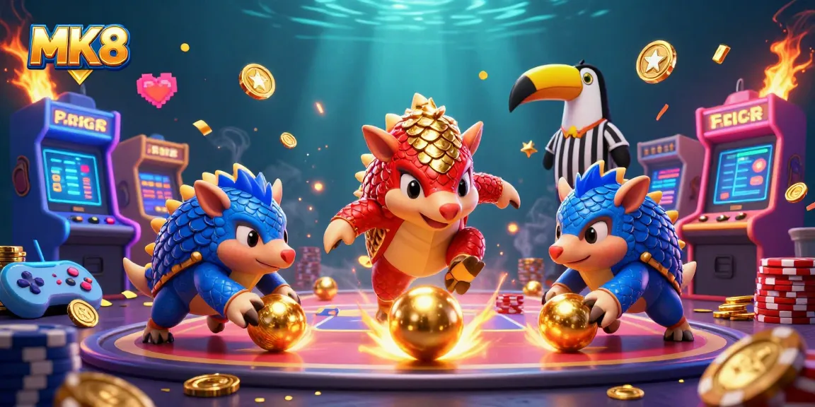 Engaging MK8 casino scene with rival pangolins and poker chips, showcasing exciting gameplay.