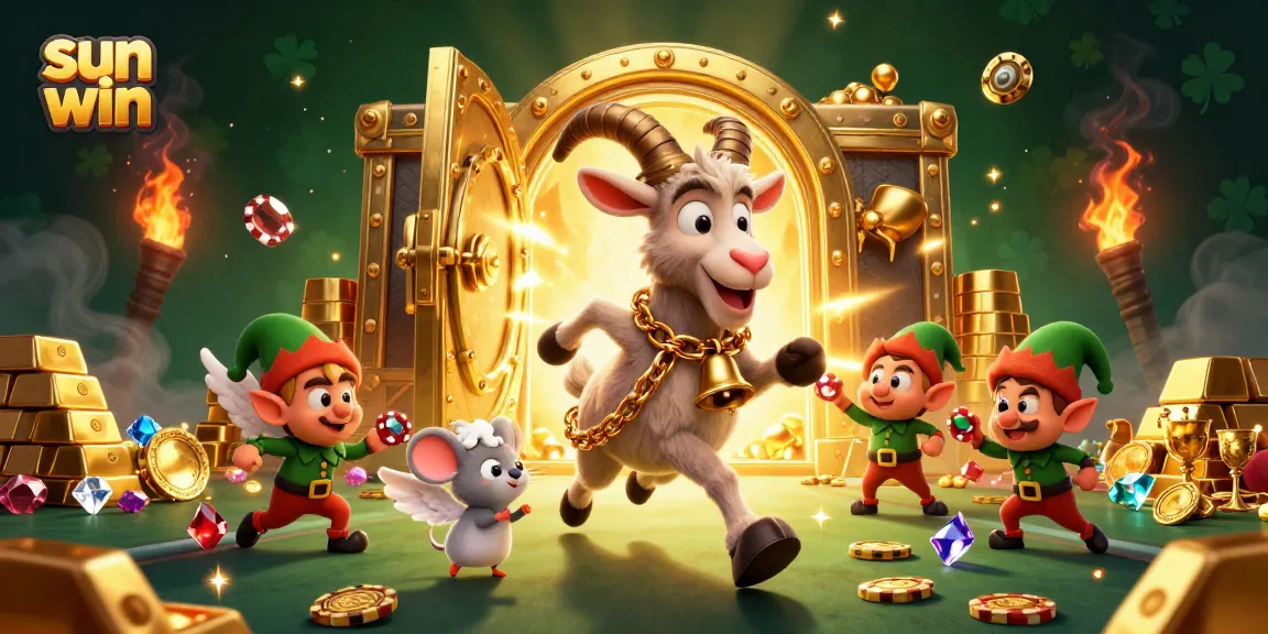 Experience the thrill of sun win with a festive casino scene filled with treasure and fun characters.