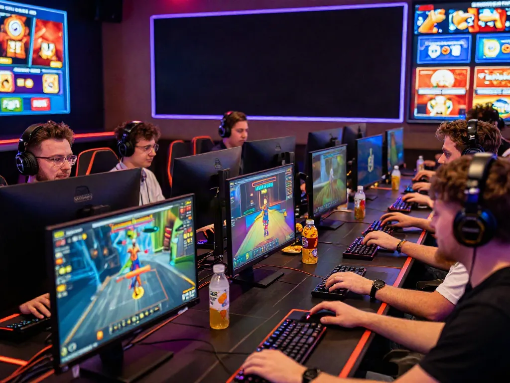 Players immersed in gaming action at non UK casinos, showcasing vibrant atmosphere and excitement.