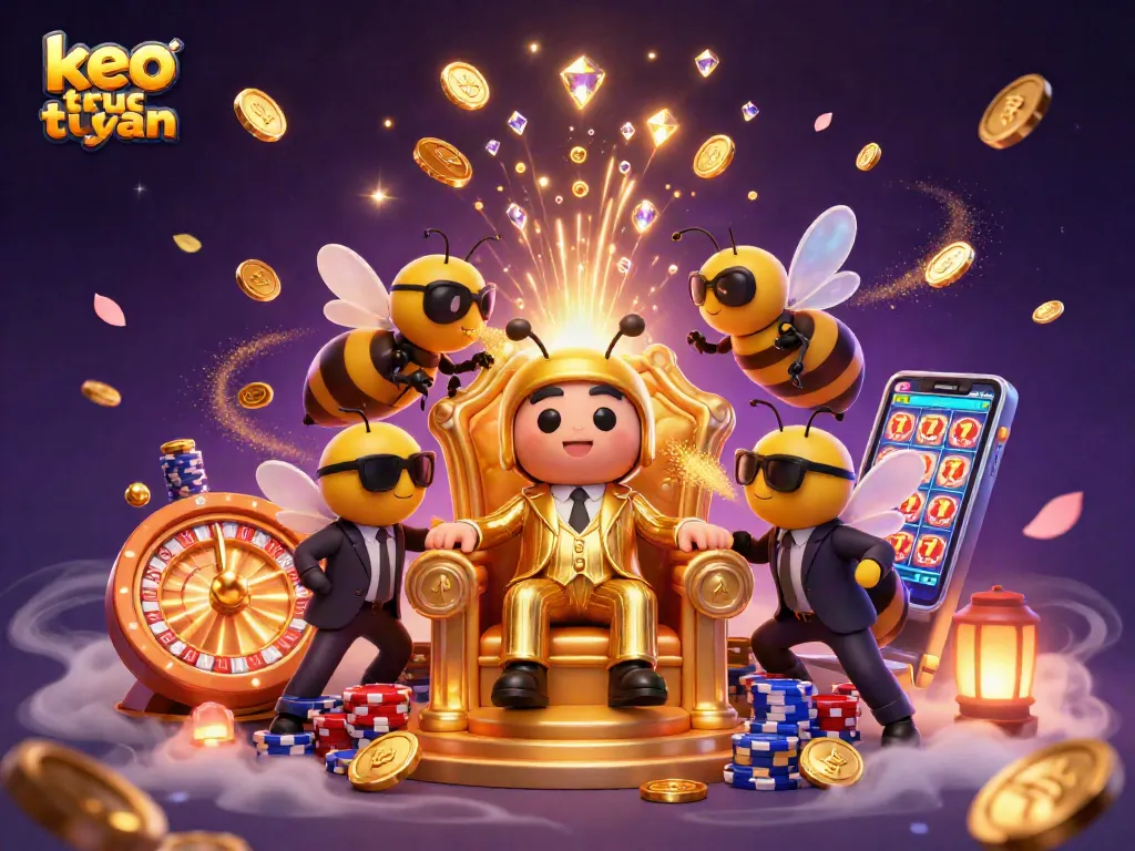 Place your bets with keo truc tuyen as the bumblebee mob boss oversees a bustling casino scene.