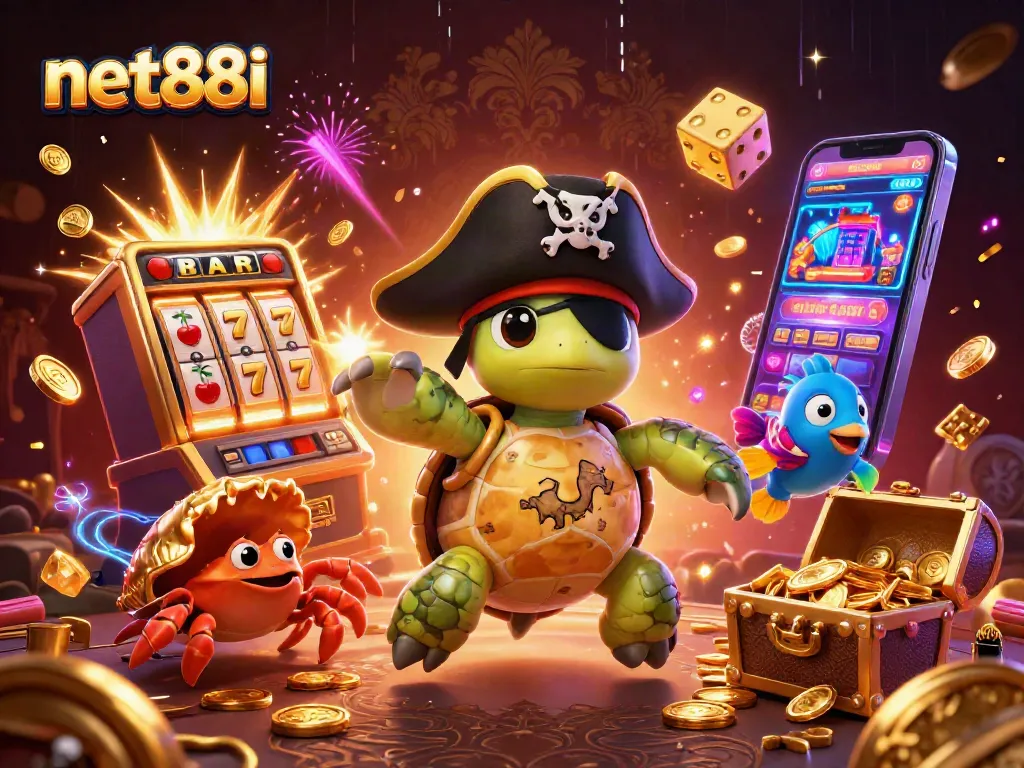Experience exciting wins with net88i's vibrant casino-themed illustration showcasing thrilling game elements.