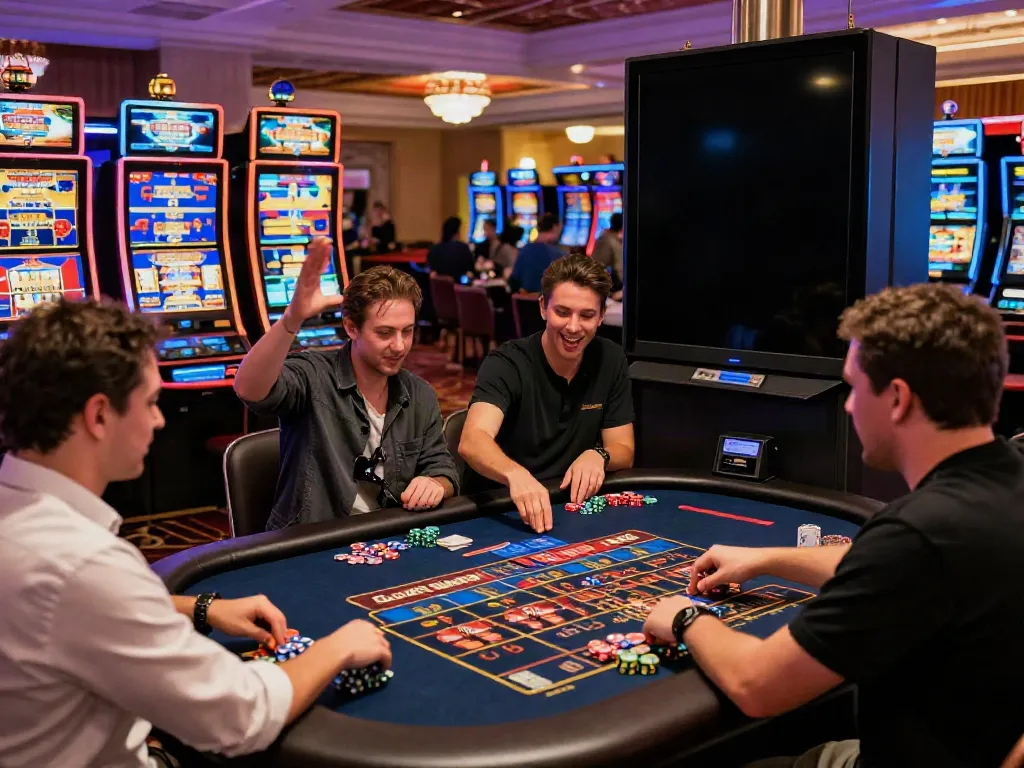 Exciting gameplay at non UK casinos showcasing diverse players betting and enjoying various games.