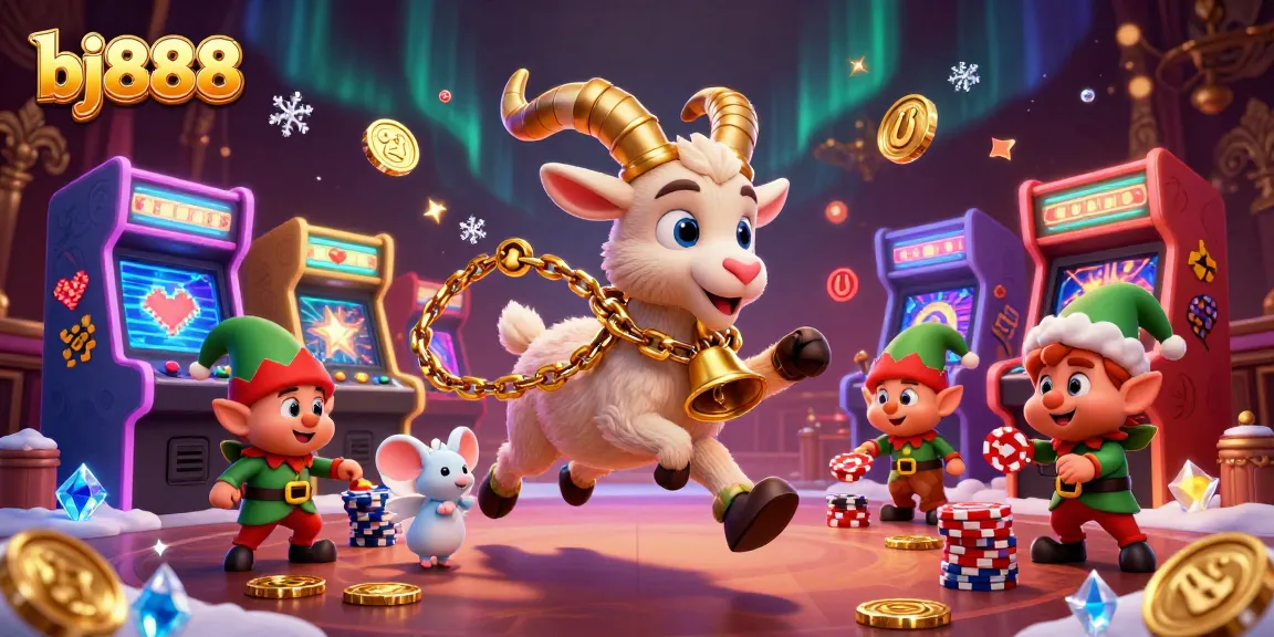 Experience thrilling gameplay at bj888 with a festive Krampus theme controlling a lively casino scene.