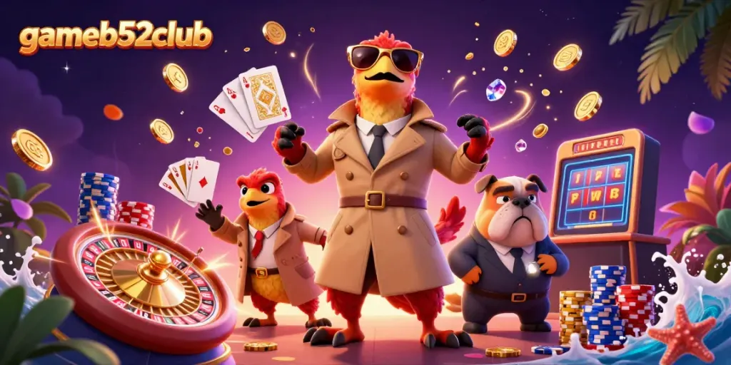 Experience excitement at gameb52club as raptors mischievously sneak into a VIP casino lounge.