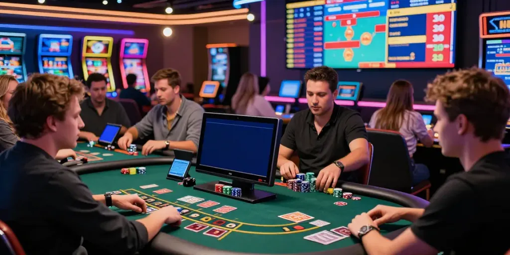 Experience the excitement of non UK casinos with diverse players at vibrant gaming tables.