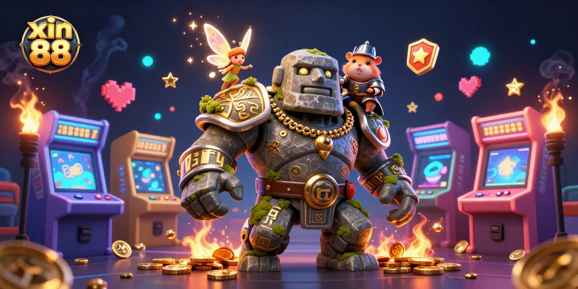 Engage with exhilarating gaming adventures at xin 88 in a vibrant 3D casino illustration.