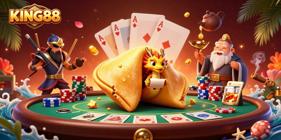 Experience the thrill of KING88 with a vibrant 3D illustration depicting fortune elements and exciting gaming scenarios.