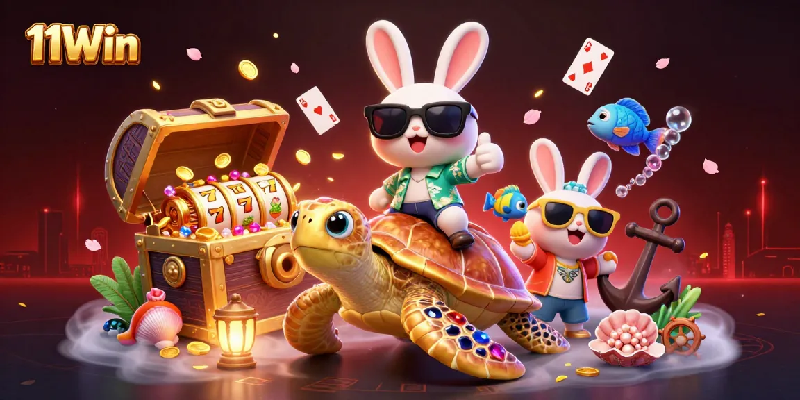 Spin the reels of 11Win and win big with vibrant casino-themed characters and treasures!
