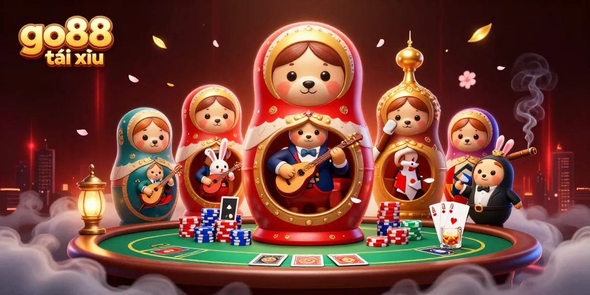 Engage with go88 tài xỉu through vibrant 3D casino illustration showcasing dynamic gameplay elements.